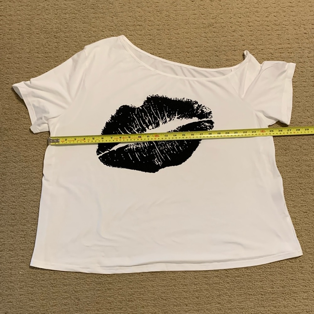 SHEIN Curve 3XL black/white off shoulder T-shirt NWOT - Picture 2 of 9